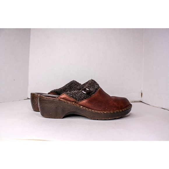 Bjorndal Madge Clog Mules Brown Leather Knit Fabric Lining Size 10 - Picture 5 of 6